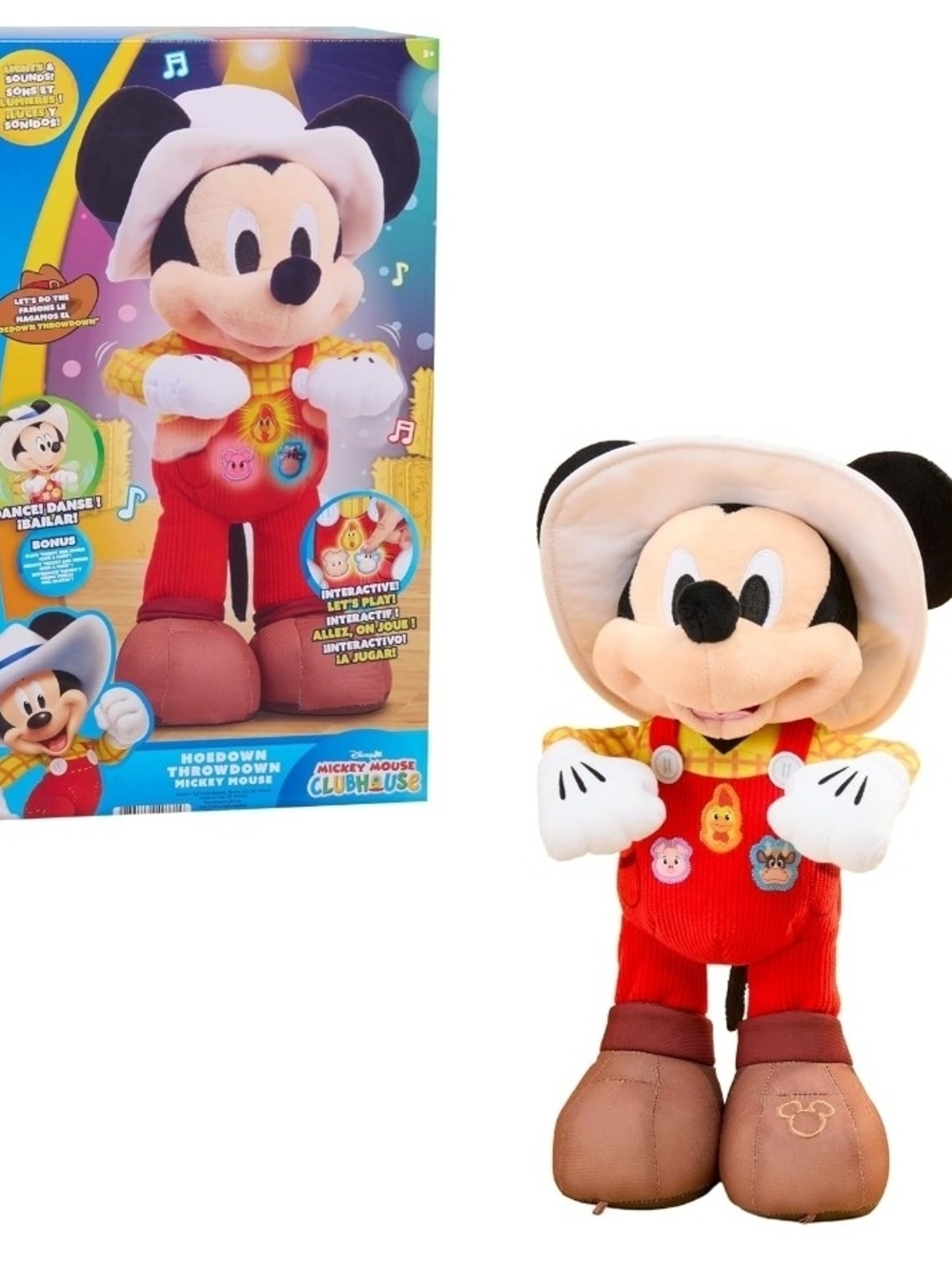 Disney Mickey Mouse Plush Toy in Red Overalls with White Hat